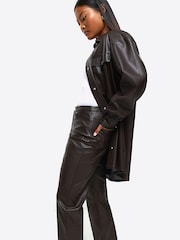 River Island Black Petite Straight Leg Coated Trousers - Image 4 of 6