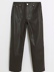 River Island Black Petite Straight Leg Coated Trousers - Image 5 of 6