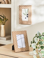 Set of 2 Natural Chevron Wood Photo Frame - Image 1 of 4