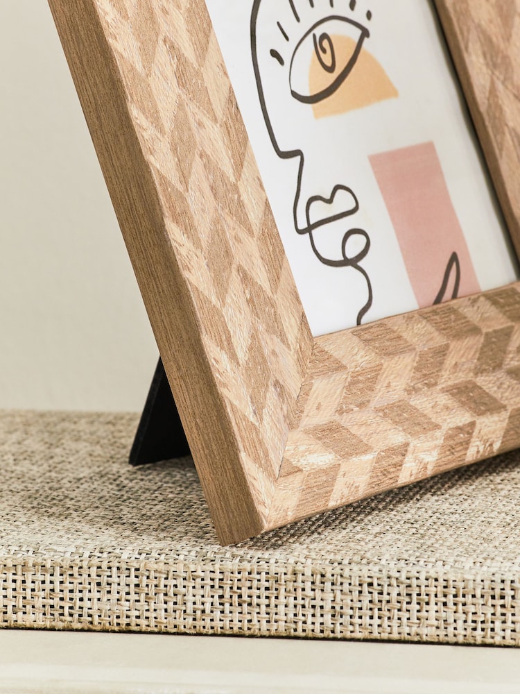 Set of 2 Natural Chevron Wood Photo Frame - Image 2 of 4