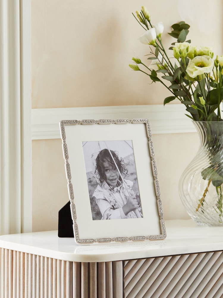 Silver Metal Diamante Photo Frame - Image 1 of 4
