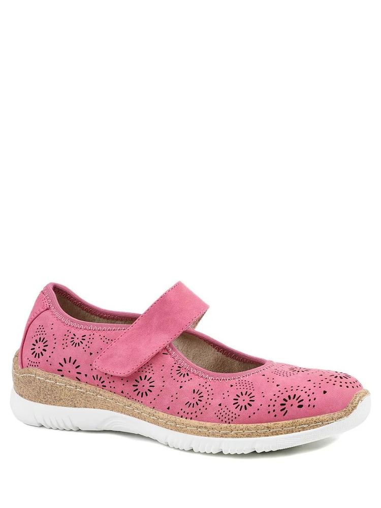 Pavers Pink Fuschia Cushioned Touch Fasten Mary Janes Shoes - Image 2 of 5