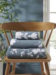 Laura Ashley Blue 100% Cotton Oriental Garden Towel - Image 2 of 8