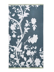 Laura Ashley Blue 100% Cotton Oriental Garden Towel - Image 5 of 8