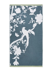 Laura Ashley Blue 100% Cotton Oriental Garden Towel - Image 7 of 8