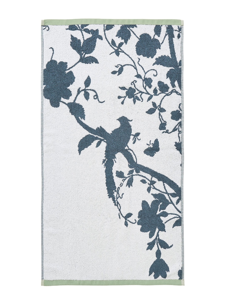 Laura Ashley Blue 100% Cotton Oriental Garden Towel - Image 8 of 8