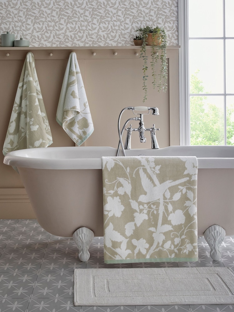 Laura Ashley Grey 100% Cotton Oriental Garden Towel - Image 1 of 8