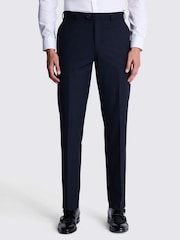 MOSS Navy Blue Slim Fit Check Trousers - Image 1 of 3
