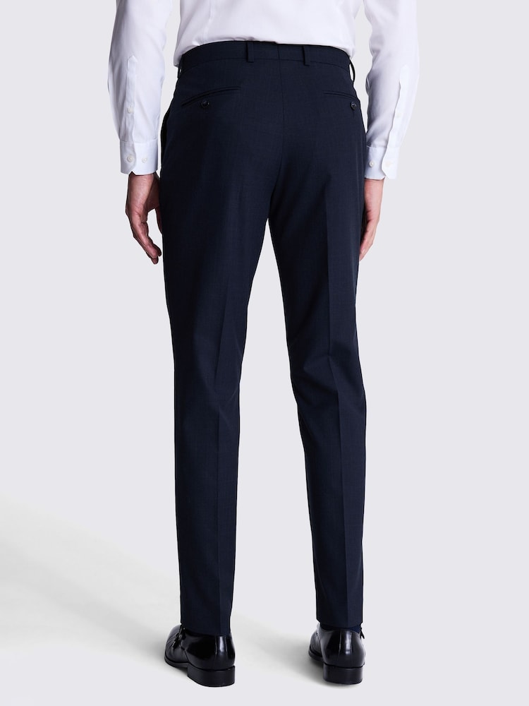 MOSS Navy Blue Slim Fit Check Trousers - Image 2 of 3