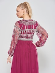 Amelia Rose Pink Embellished Midi Dress - Image 2 of 4