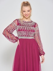 Amelia Rose Pink Embellished Midi Dress - Image 4 of 4