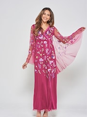 Frock and Frill Purple Embroidered Maxi Dress - Image 1 of 3