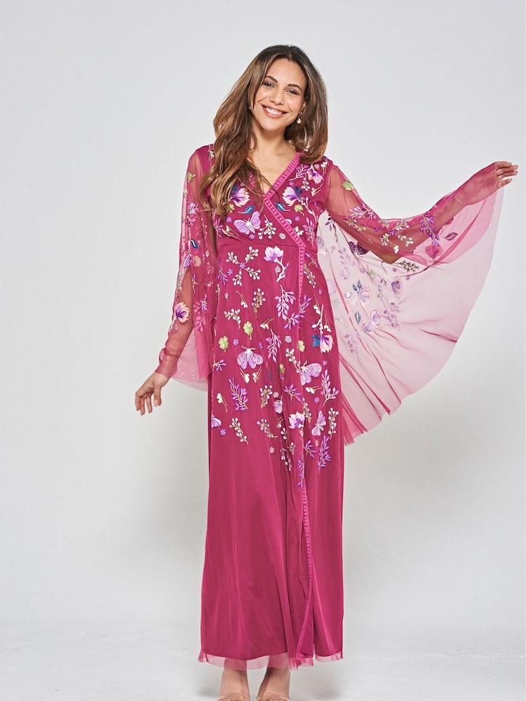 Frock and Frill Purple Embroidered Maxi Dress - Image 1 of 3