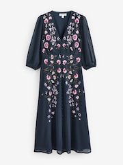 Frock & Frill Blue Embroidered Maxi Dress - Image 1 of 1