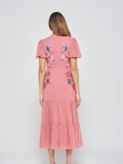 Frock and Frill Pink Embroidered Midi Dress - Image 2 of 4