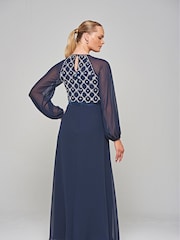 Amelia Rose Blue Embellished Maxi Dress - Image 2 of 4