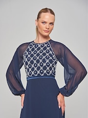 Amelia Rose Blue Embellished Maxi Dress - Image 4 of 4
