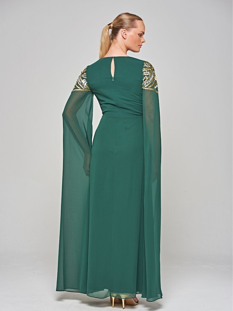Amelia Rose Green Embellished Maxi Dress - Image 2 of 4 Amelia Rose Green Embellished Maxi Dress - Image 2 of 4