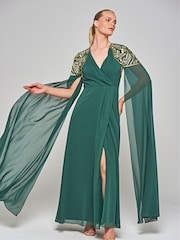 Amelia Rose Green	Embellished Maxi Dress - Image 3 of 4