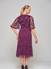 Amelia Rose Purple Embellished Midi Dress - Image 2 of 4