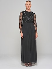 Amelia Rose Embellished Maxi Black Dress - Image 1 of 4