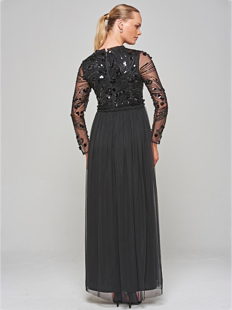 Amelia Rose Embellished Maxi Black Dress - Image 2 of 4