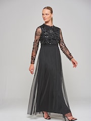 Amelia Rose Embellished Maxi Black Dress - Image 3 of 4