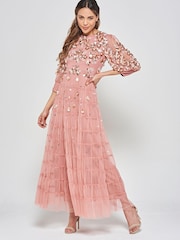 Frock and Frill Pink Embellished Maxi Dress - Image 1 of 4