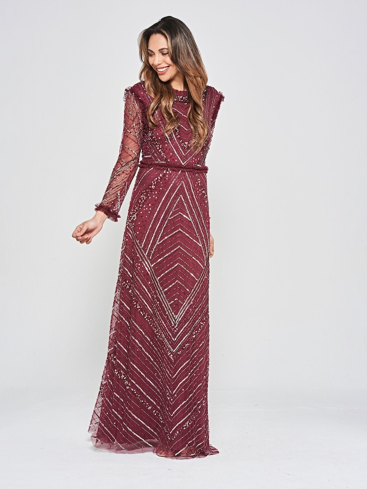 Amelia Rose Red Embellished Maxi Dress - Image 1 of 4