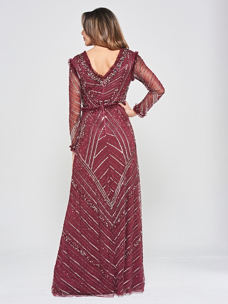 Amelia Rose Red Embellished Maxi Dress - Image 2 of 4