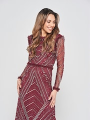 Amelia Rose Red Embellished Maxi Dress - Image 3 of 4