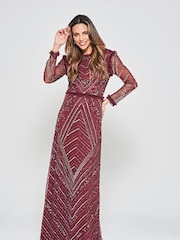 Amelia Rose Red Embellished Maxi Dress - Image 4 of 4