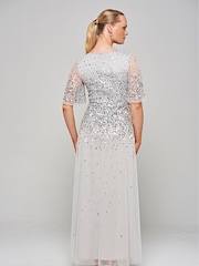 Amelia Rose Grey Embellished Maxi Dress - Image 2 of 4