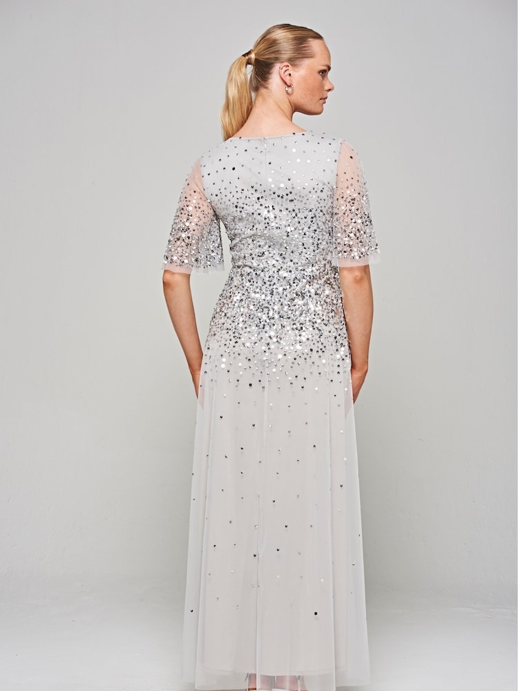 Amelia Rose Grey Embellished Maxi Dress - Image 2 of 4