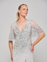 Amelia Rose Grey Embellished Maxi Dress - Image 4 of 4