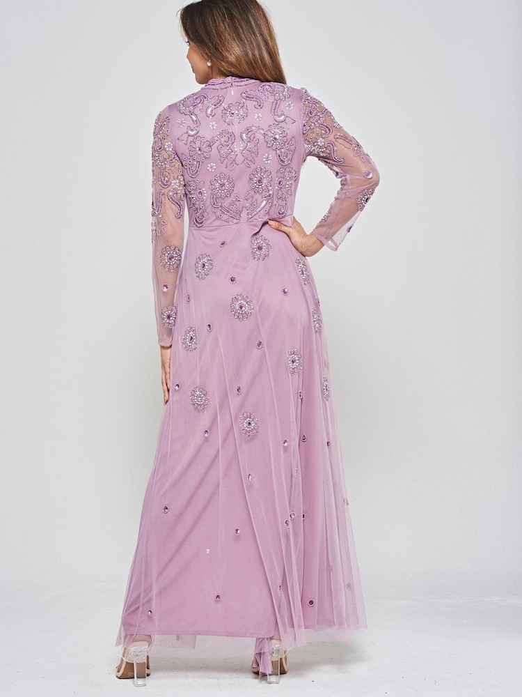 Fioletowa sukienka maxi Frock and Frill z haftem - Image 2 of 4