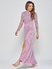 Fioletowa sukienka maxi Frock and Frill z haftem - Image 3 of 4