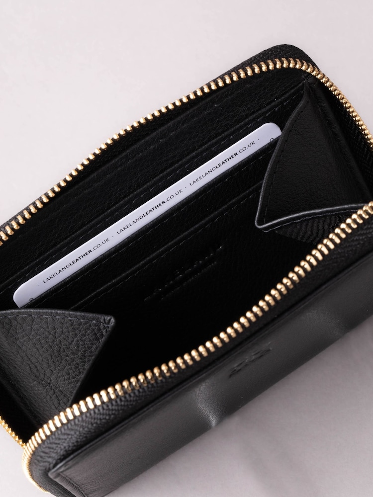 Lakeland Leather Dark Black Small Zip Purse - Image 3 of 5