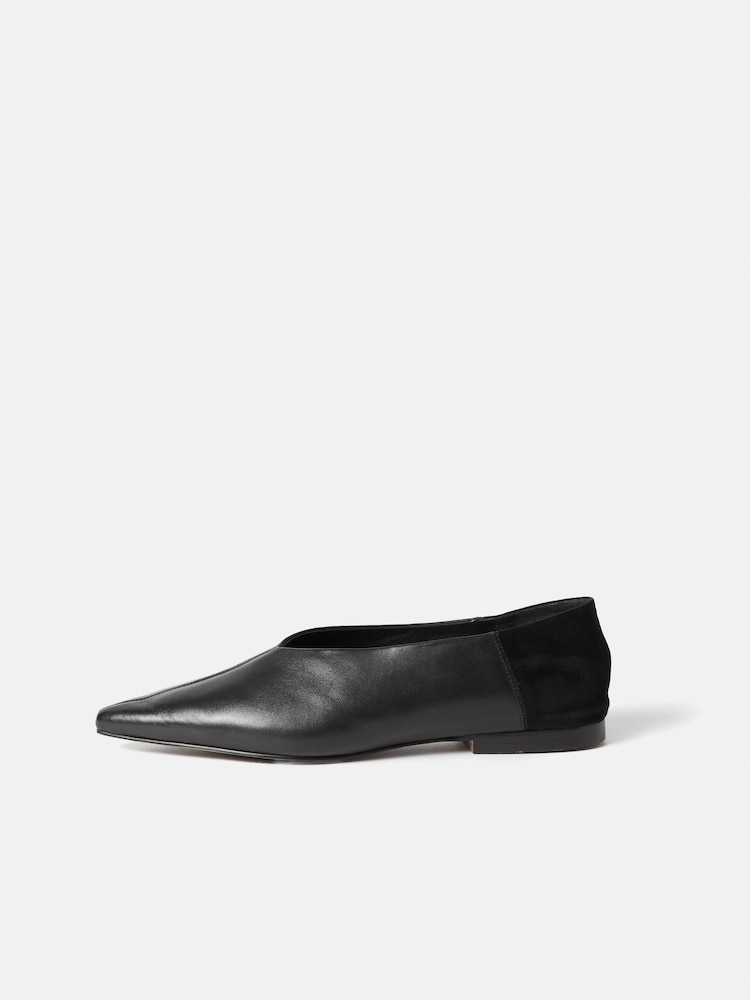 Jigsaw Black Flat Pointed Linnie Ballerina Shoes - Image 1 of 6