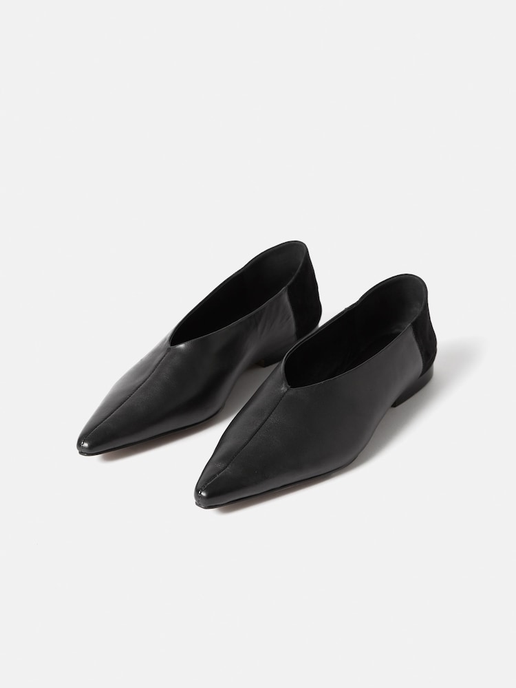 Jigsaw Black Flat Pointed Linnie Ballerina Shoes - Image 2 of 6