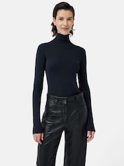 Jigsaw Blue Silk Cotton Polo Jumper - Image 1 of 7