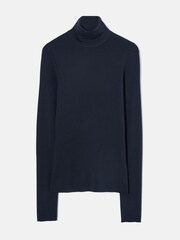 Jigsaw Blue Silk Cotton Polo Jumper - Image 7 of 7
