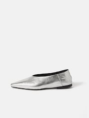 Jigsaw Silver Flat Pointed Linnie Ballerina Shoes - Image 1 of 6
