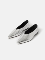 Jigsaw Silver Flat Pointed Linnie Ballerina Shoes - Image 3 of 6