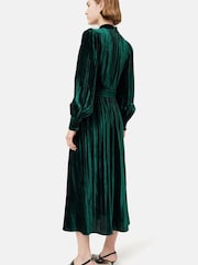 Jigsaw Green Velvet Plisse Dress - Image 2 of 5