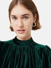 Jigsaw Green Velvet Plisse Dress - Image 4 of 5