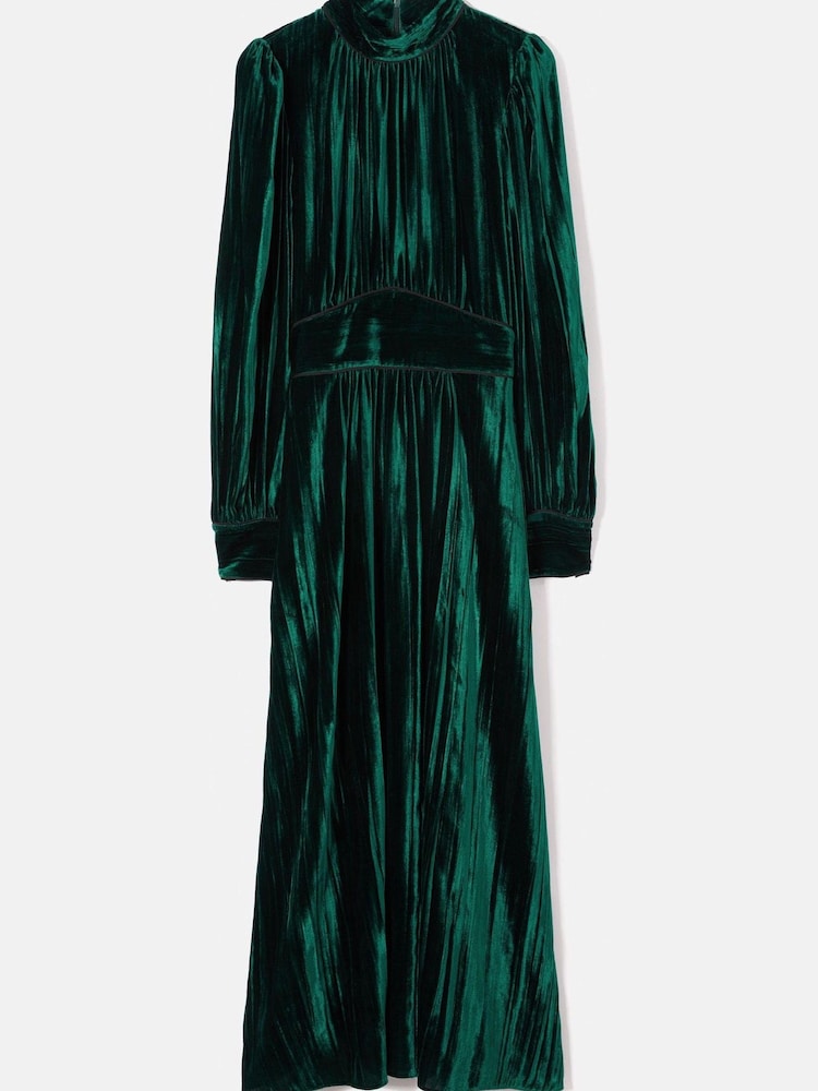 Jigsaw Green Velvet Plisse Dress - Image 5 of 5