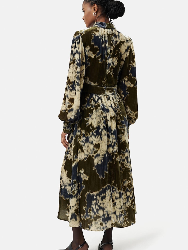 Jigsaw Green Glitched Ikat Velvet Dress - Image 2 of 6