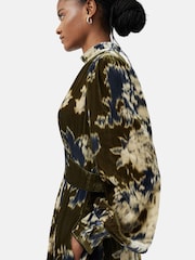 Jigsaw Green Glitched Ikat Velvet Dress - Image 4 of 6