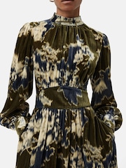 Jigsaw Green Glitched Ikat Velvet Dress - Image 5 of 6